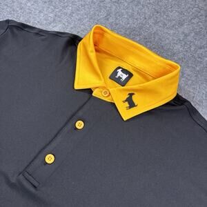 GOATED Golf Polo Shirt Mens XL Black Yellow Exodus 20:3 Performance